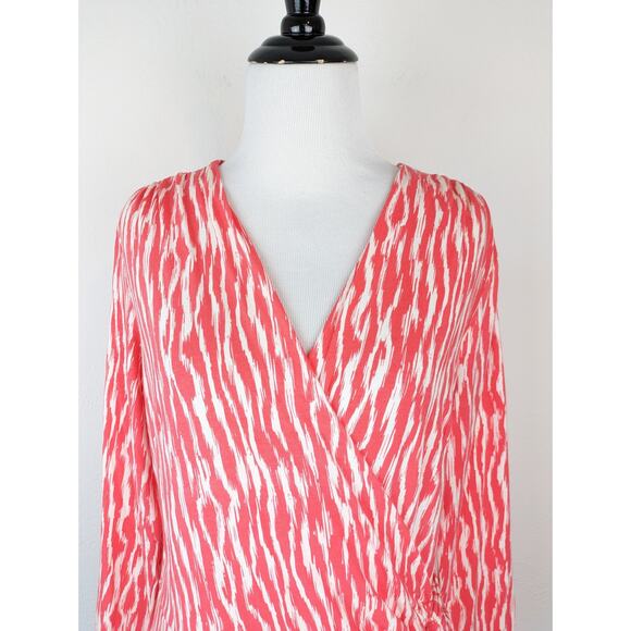 Pendleton Breezeway Dress Faux Wrap Ikat Coral Pink White Spring Summer Size M - Picture 8 of 16